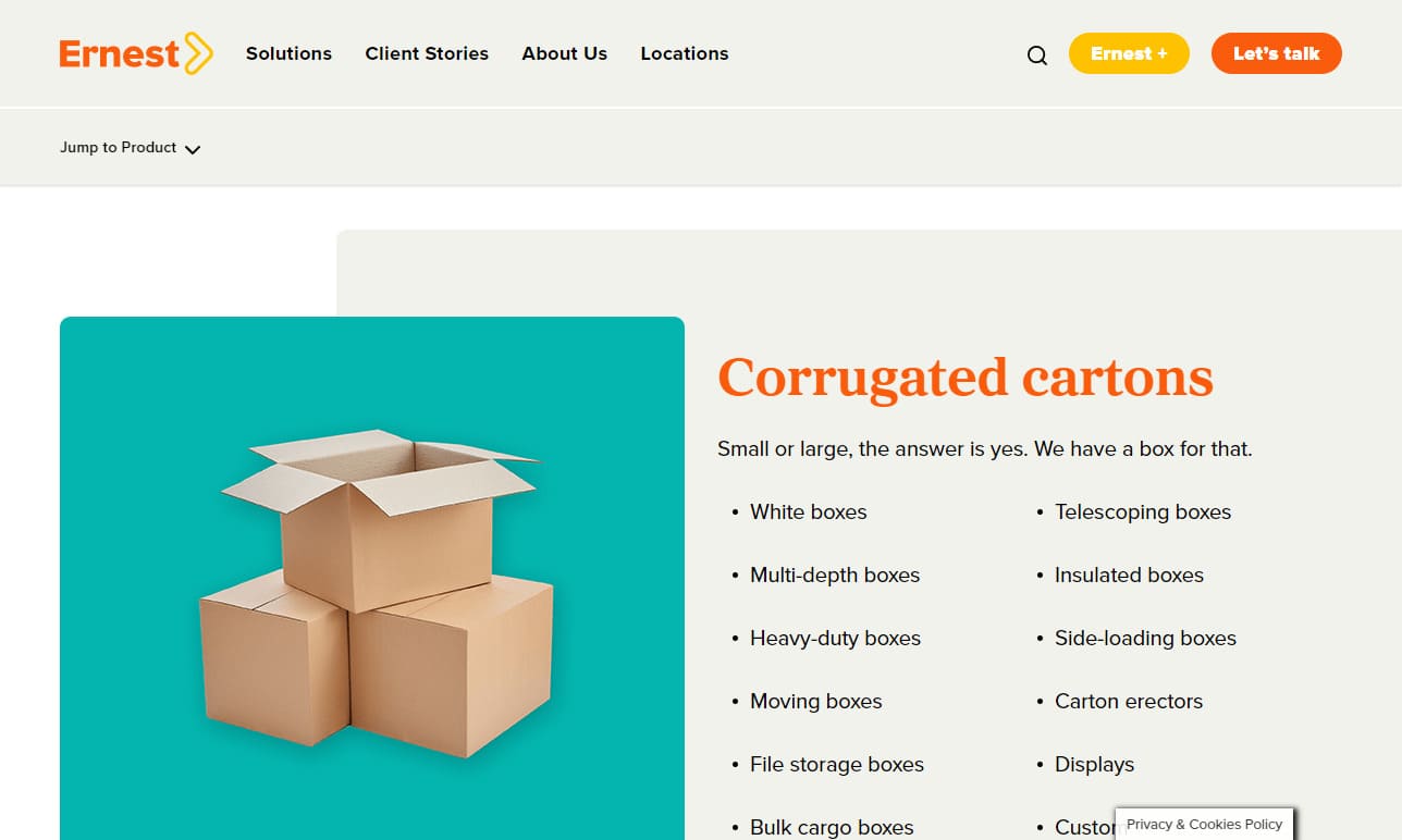 Ernest Packaging Solutions Corrugated Box Manufacturers and Suppliers